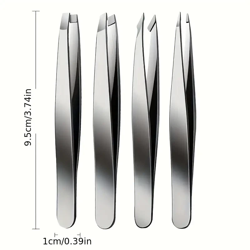 Set of 4 Stainless Steel Tweezers Sliver Tweezers Pointed Tweezers Eye Brown Tweezers - Image 4 of 4
