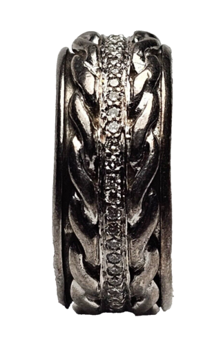 John Hardy 18K Yellow Gold & Sterling Silver Diamond Eternity Spinner Ring-SZ 6 - Picture 7 of 9