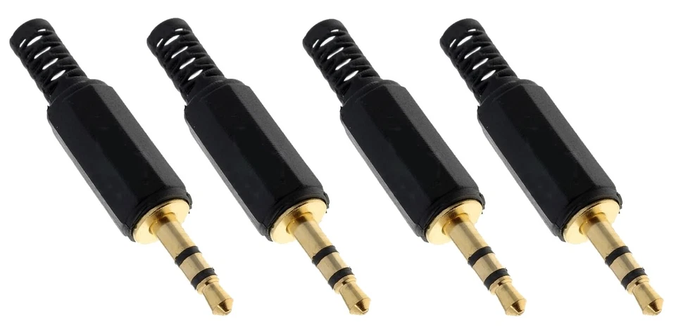 ELEKTRONIX 4x Klinken Stecker - 3,5 mm - Stereo - vergoldet - zum Löten