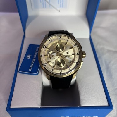 NWT $425 Technomarine Ocean Chronograph Quartz Gold Dial Men's Watch TM-318132