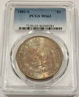 1881-S Morgan Dollar PCGS MS63 Soft Pastel Rainbow Toned Frosty Luster