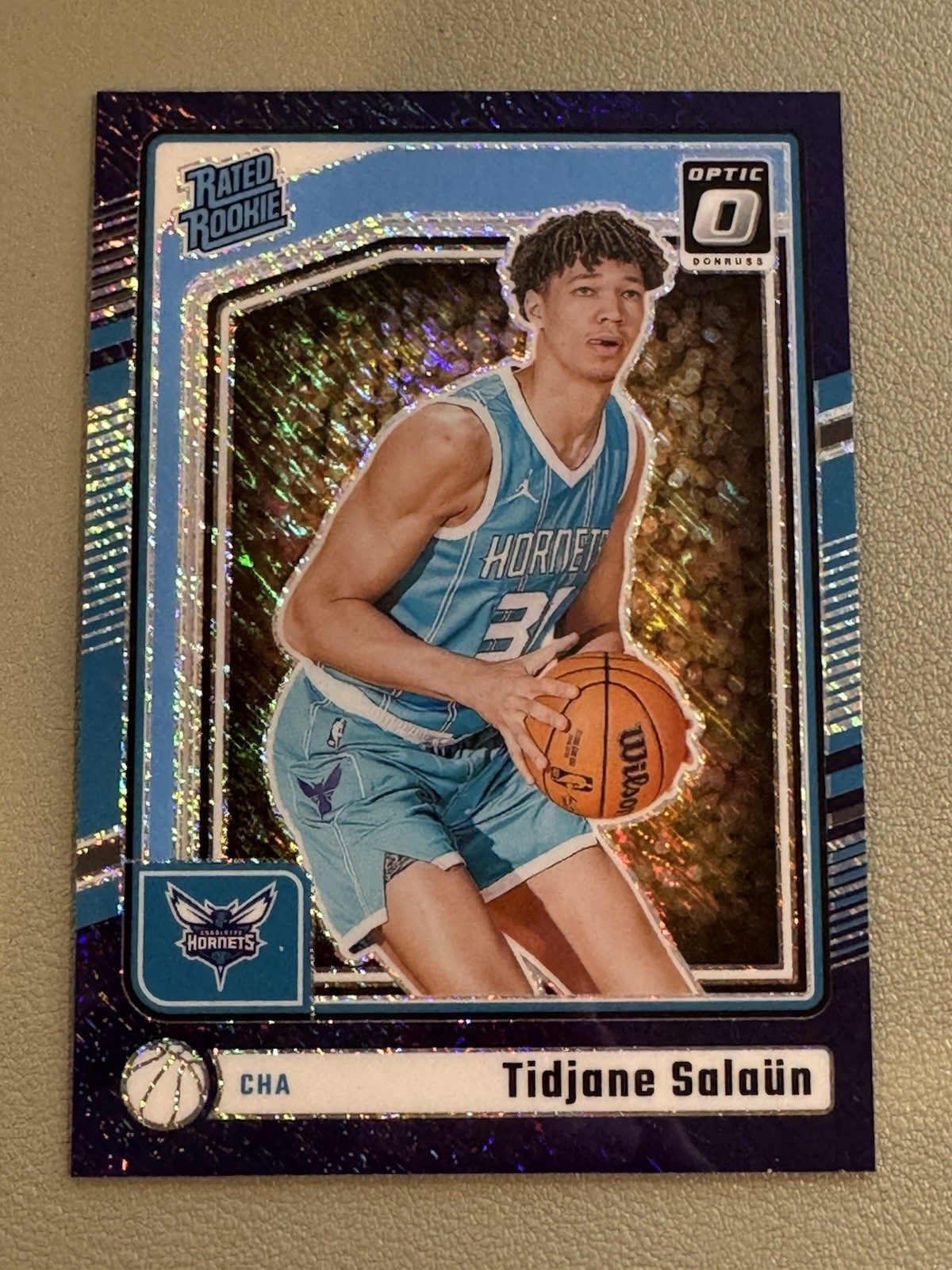 2024 Panini Donruss Optic Rated Purple Shimmer Prizm Tidjane Salaun #286 RC