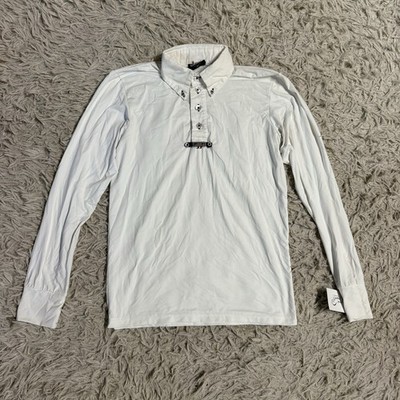 Men s XS White For Horses Long Sleeve Horseback Riding Show Shirt