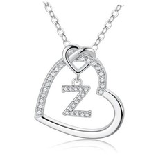 Easter Gifts for Kids Teen Girls - Cubic Zirconia Heart Pendant Initial