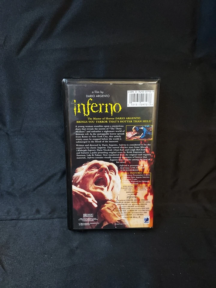 Dario Argento Inferno VHS Widescreen Presentation Clam Shell Case Year 2000 - Image 2 of 4