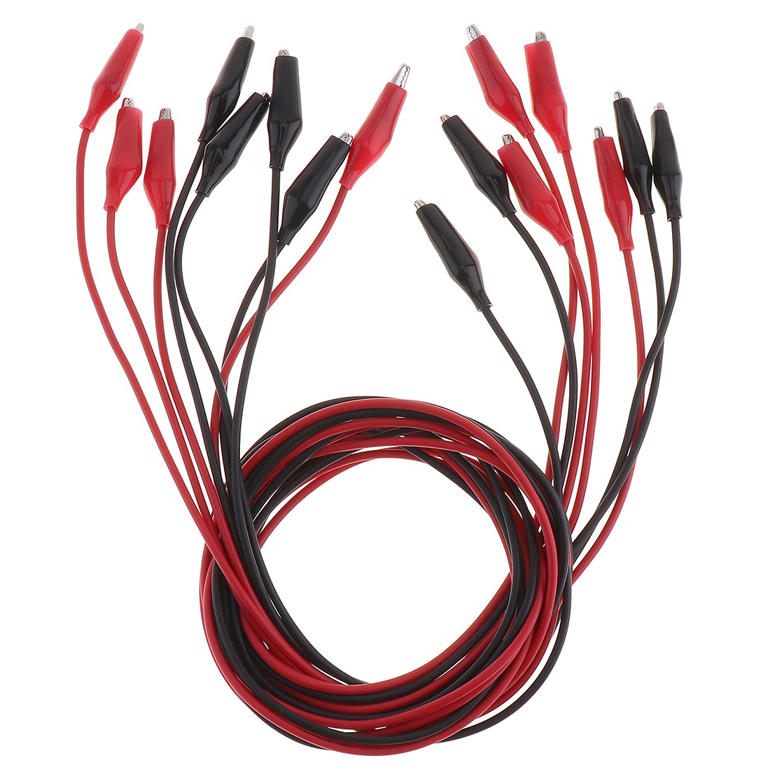 8pcs Double-ended Wire Crocodile Alligator Clips Test Line Leads Jumper Cable US