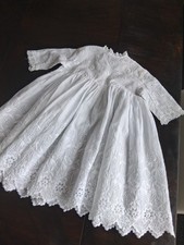 Edwardian Early 1900s Era Infant Eyelet Cotton Mother of Pearl Buttons Dress.