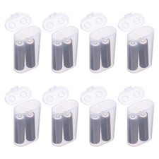 8Pcs Battery Organizer Storage Box 2 x 18650 Batteries Clear Case Holder
