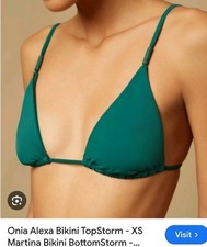 Onia Alexa Bikini 2pc Swim Gunmetal Embellished Olive Green Emerald 200 NEW S