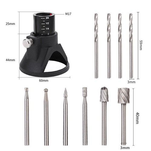 Multi Rotary Sanding Tool Cutting Guide HSS Router Drill Bits Set For Dremel - Bild 6 von 12
