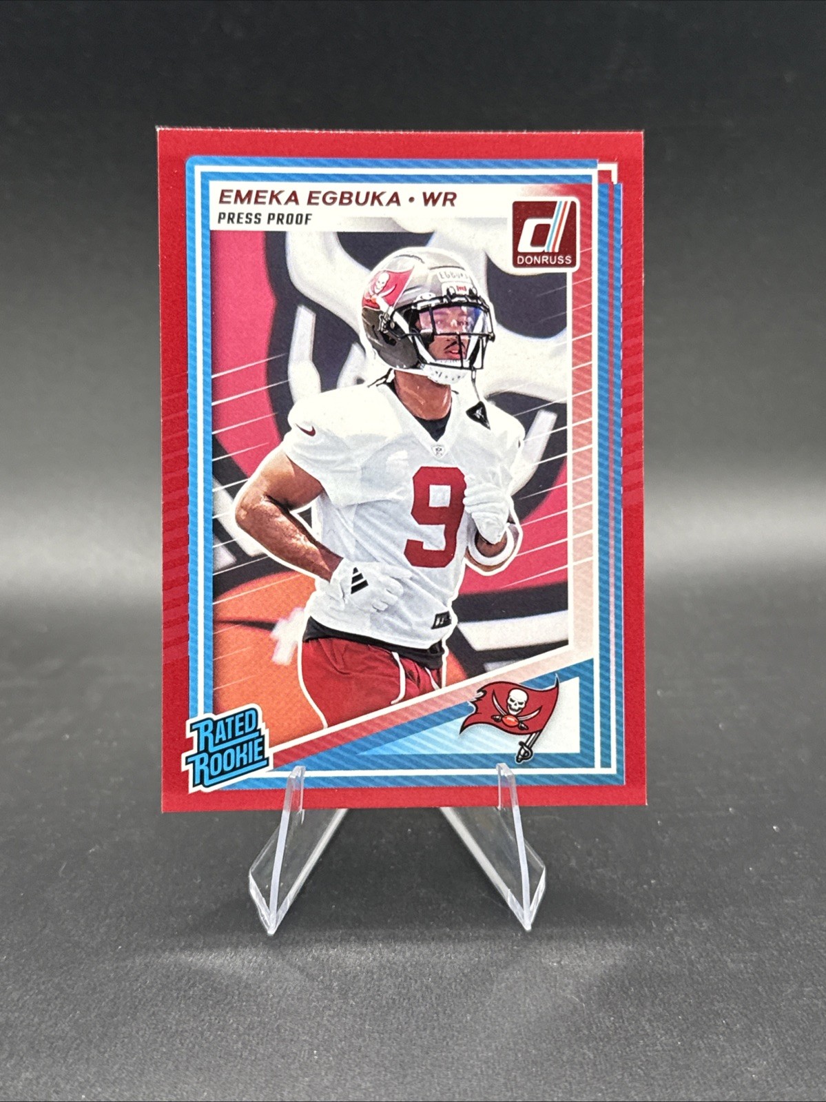 2025 Panini Donruss - Rated Rookie Emeka Egbuka #375 Press Proof Red (RC)