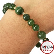 Estate 4mm-9mm Jade 14K Yellow Gold Beaded Bracelet 15.7 Grams NR