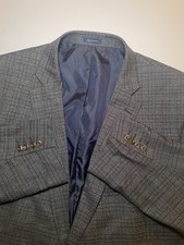 Stafford Jacket Mens 54R Gray Check Blazer Stretch Seasonal Texture Classic Fit
