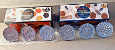 Nordic Ware Cookie Stamps--2 Different Sets With Boxes--Halloween & Starry Night