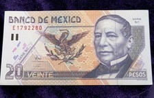 Mexico 20 Pesos 1998 Banknote Serie BC E1792280 Crisp Uncirculated Jd46