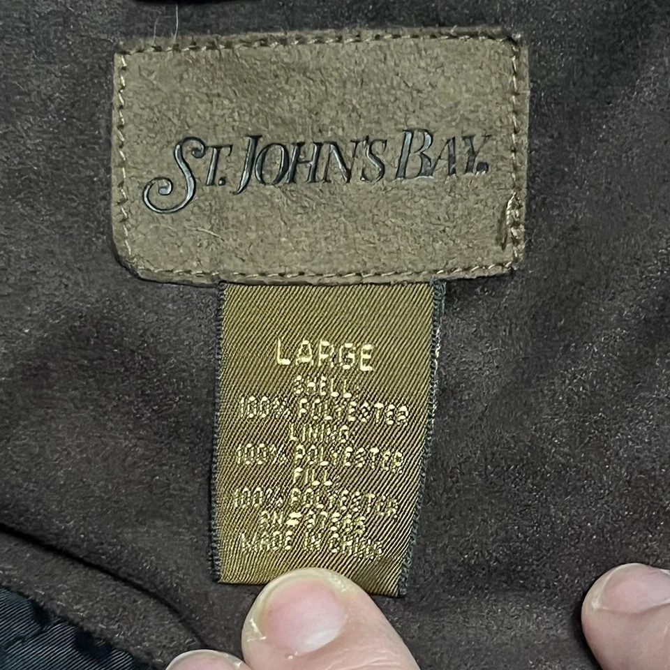 VTG St. John’s Bay Suede Shirt Jacket Mens Large Brown Shacket Quilt Lined - Image 3 of 4