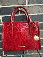 NWT $395 BRAHMIN Cami Satchel Sriracha Vanderbilt Leather red