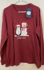 New Life is Good Snowman Penguin tee shirt womens 2XL long sleeve chill out