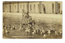 Mamouth Plunge RPPC Postcard Group Photo Bathers in Pool Bathing Caps c1915