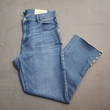 Ann Taylor Factory Women 10 Pearl Slit Hem Modern Straight Leg Crop Jeans NWT