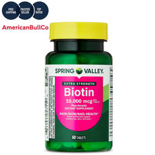 Spring Valley Biotin 10,000 mcg with Keratin, Extra Strength, 60 Tablets