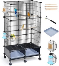 46-inch birdcage with wooden perch, metal budgie cage.