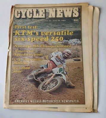 1982 CYCLE NEWS KTM MX KR500 AMA YZ250 NMA BUNCH LAGUNA CYCLELAND TZ250 ARRA SSM
