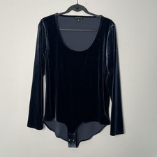 J.Crew Blue Velvet Long Sleeve Bodysuit Size XL Scoop Neck