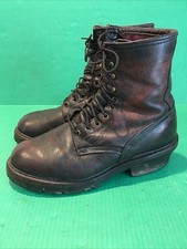 Vtg Red Wing Leather Logger Boots Soft Toe Vibram USA Made Size 9.5 D Lineman
