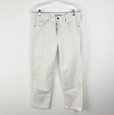 VINCE Designer Cropped Mid Rise Soft Comfy Corduroy Pant Ivory Sz 4 Minimialist