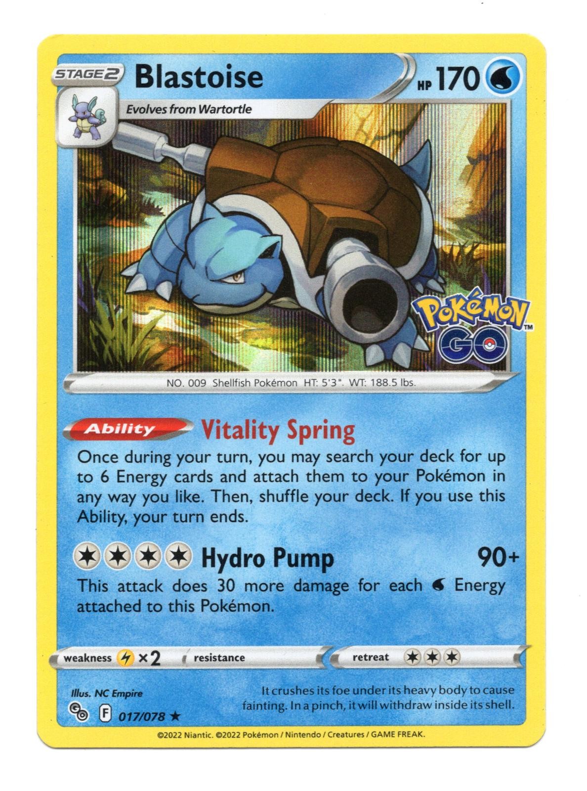 Blastoise 017/078 Holo Rare Pokemon GO Pokemon Holo Lightly Played