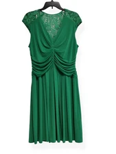 IVY & BLU MAGGY BOUTIQUE Short Sleeve Green Blouson Dress, Women 14