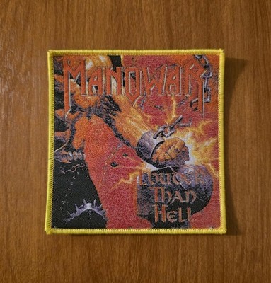 Manowar Louder Than Hell Yellow Border Woven Patch