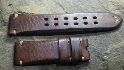 23mm, for U-Boat Unicum, handmade watch strap, genuine leather oiled.