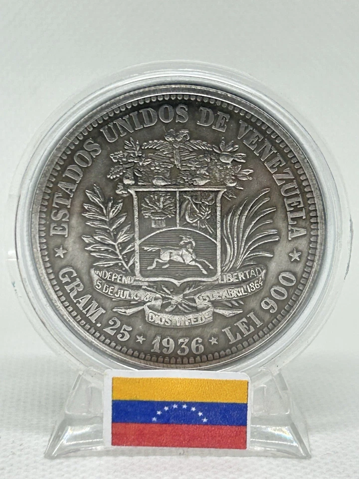 1936 Venezuela Bolivar Silver Coin B U In A Display Case & Bag🇻🇪💯✨ - Image 4 of 4
