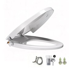 Elongated Bidet Toilet Seat with Soft-Close Lid, Self-Cleaning Dual Nozzles, ...