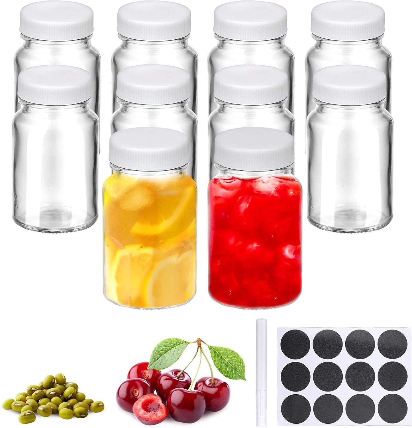 With Caps, 2 Oz Reusable Mini Juice Ginger Shot Bottle