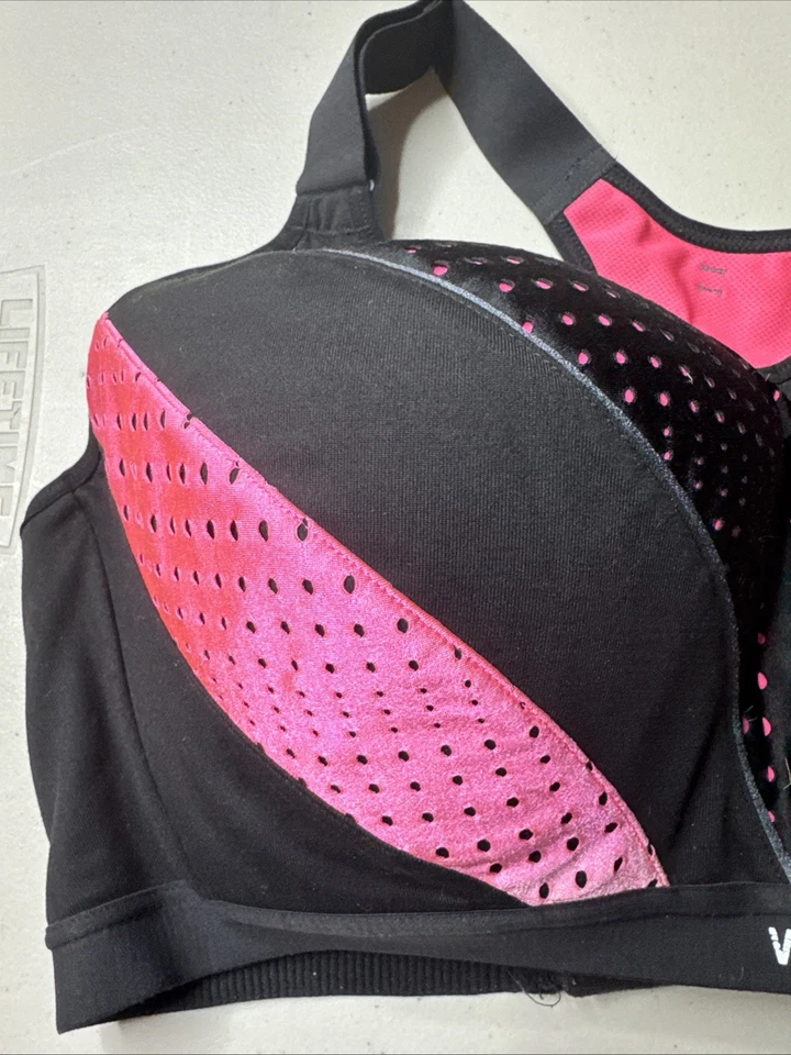 Victorias Secret VSX Knockout Sports Bra 38DDD Front Close Pink Black Underwir - Image 2 of 4