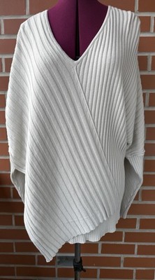 NEW Lafayette 148 Women s 2X Cream V-Neck Ribbed Tunic Designer Sweater NWT $428