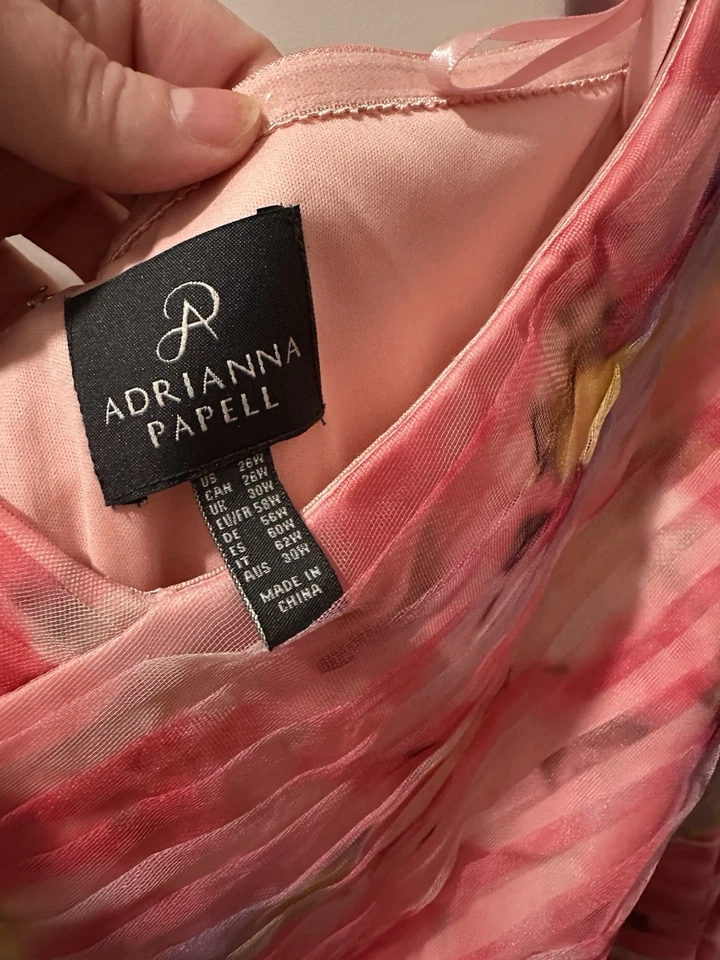 Vestido floral rosa Adrianna Papell – Tamanho 26W (novo com etiquetas) - Imagem 2 de 4