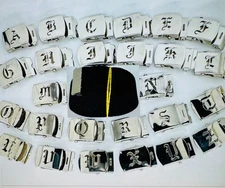 Canvas Black Web Military Belt & Chrome Buckle Old English A-Z 60 " 70 " 80 "