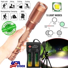 Super Bright LED Flashlight Rechargeable Tactical Flash Light Torch with Battery