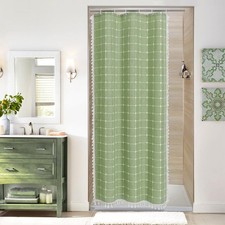 MitoVilla Boho Stall Shower Curtain 36x72 Sage Green Half Size Narrow