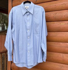 ENRO Ultra Pinpoint Pima Oxford Dress Shirt Blue Made In Hong Kong Size 17 34/35
