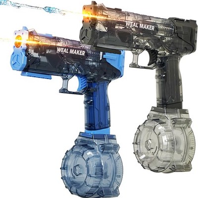 2 Pack Electric Water Gun LED Light Automatic High Capacity Blaster Black Blue