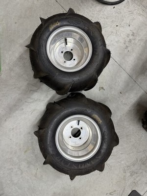 ITP SAND STAR PADDLE TIRES DWT POLISHED RIMS FRONT/REAR RAPTOR YFZ450 BANSHEE