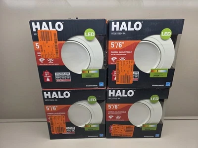 (4) NEW Halo 5"/"Adjustable Gimbal LED Recessed Ceiling Light, White, 3000K - Image 1 of 4
