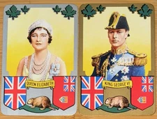 RW39 Swap Playing Cards 2 VINTAGE KING GEORGE VI QUEEN ELIZABETH Canada Beaver