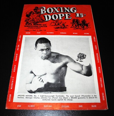1950 ARCHIE MOORE LIGHT HEAVYWEIGHT FIGHTER BOXING DOPE MEDIA GUIDE BOOK PROGRAM