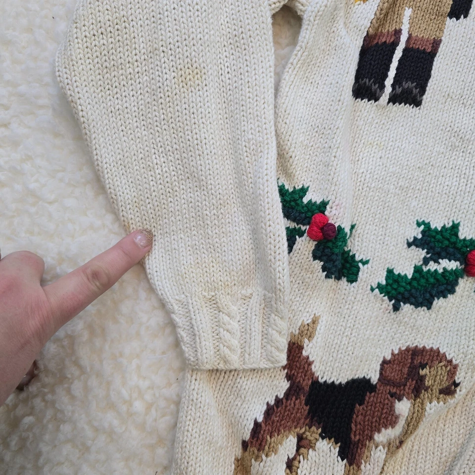 Cárdigan de Navidad mediano tejido a mano Talbots vintage suéter a cuadros abuela Foto 3 de 4